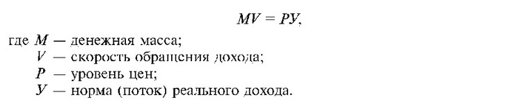 Монетаристская формула обмена денег