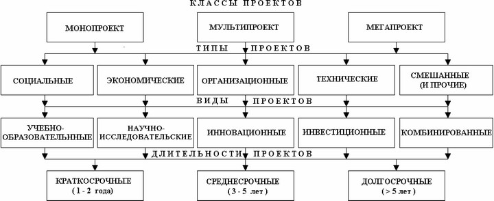 Рис. 4. Классификационные признаки проектов.