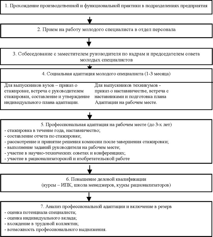 П. 1 Схема работы с молодыми специалистами в организации