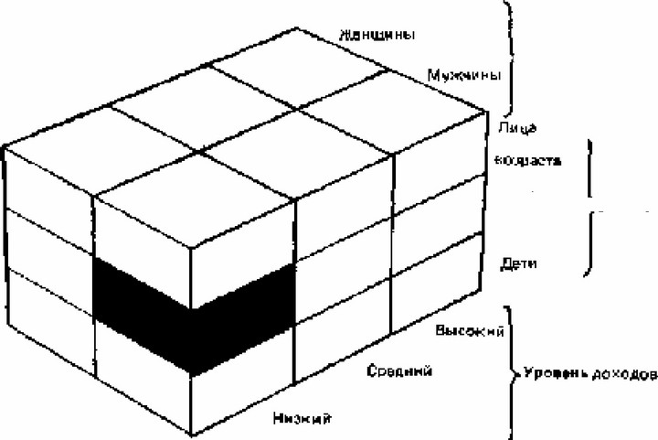 Рис. 44. Сегментирование слепых по трем демографическим переменным