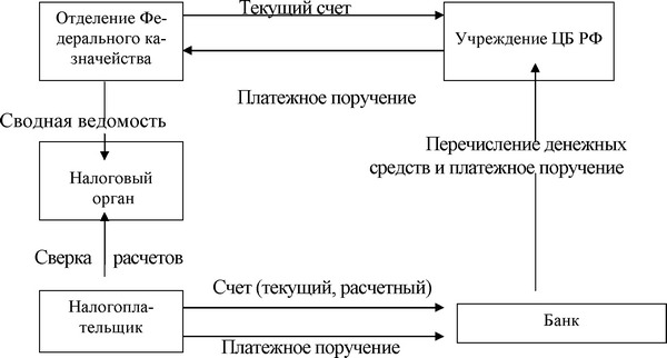 Рисунок - Механизм казначейской системы исполнения бюджета по доходам