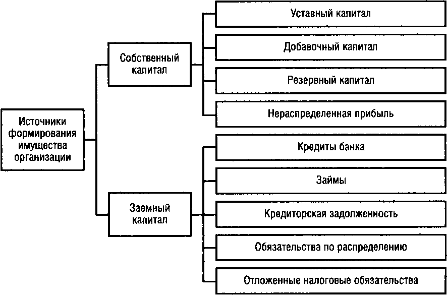 Рис. 1.2. Источники формирования имущества организации